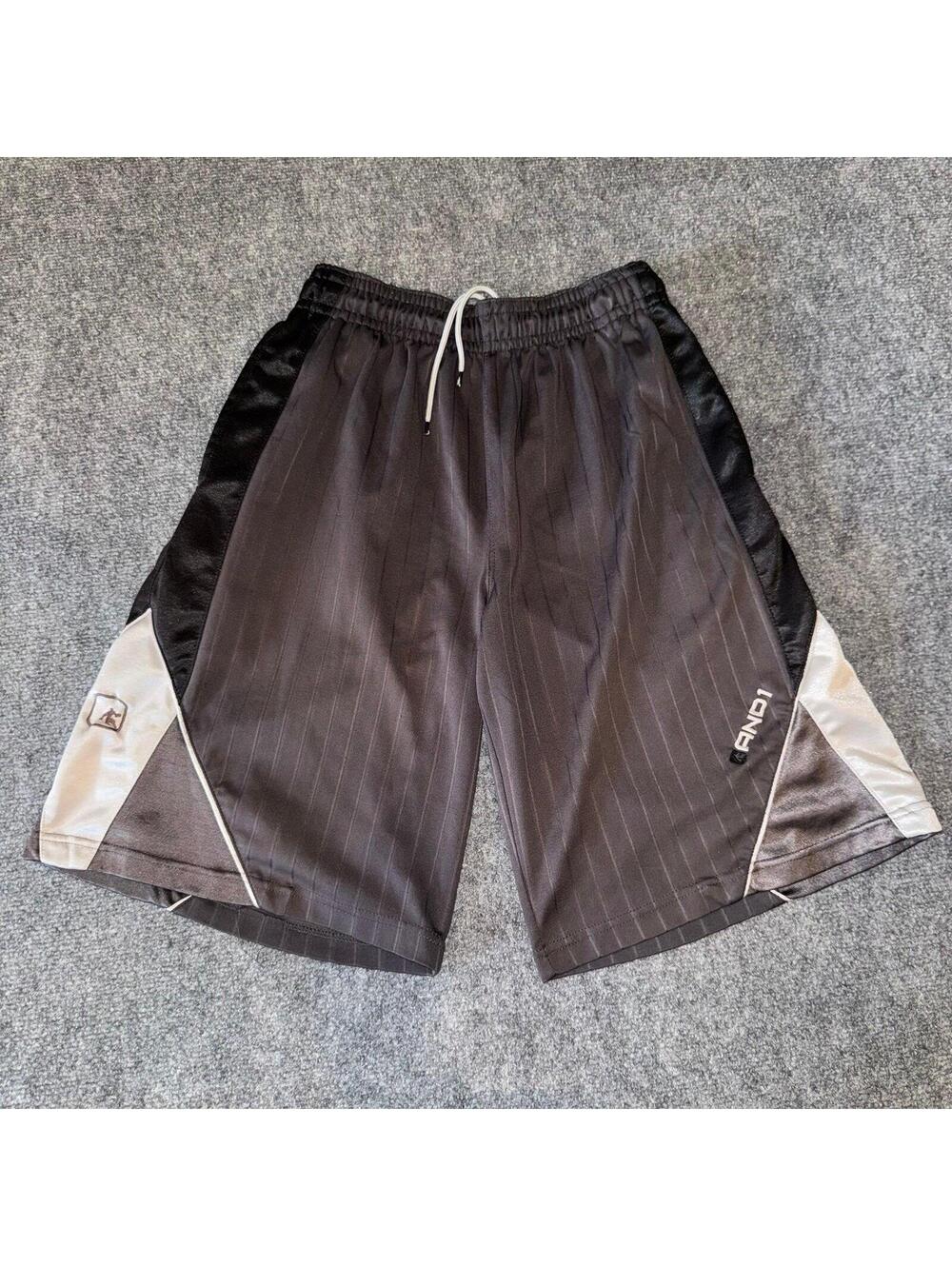 AND1 Silver Baggy Dazzle Hoop Shorts Mens SM Vtg y2k 90s Rare